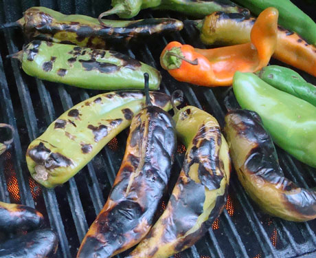 green chiles on the grill