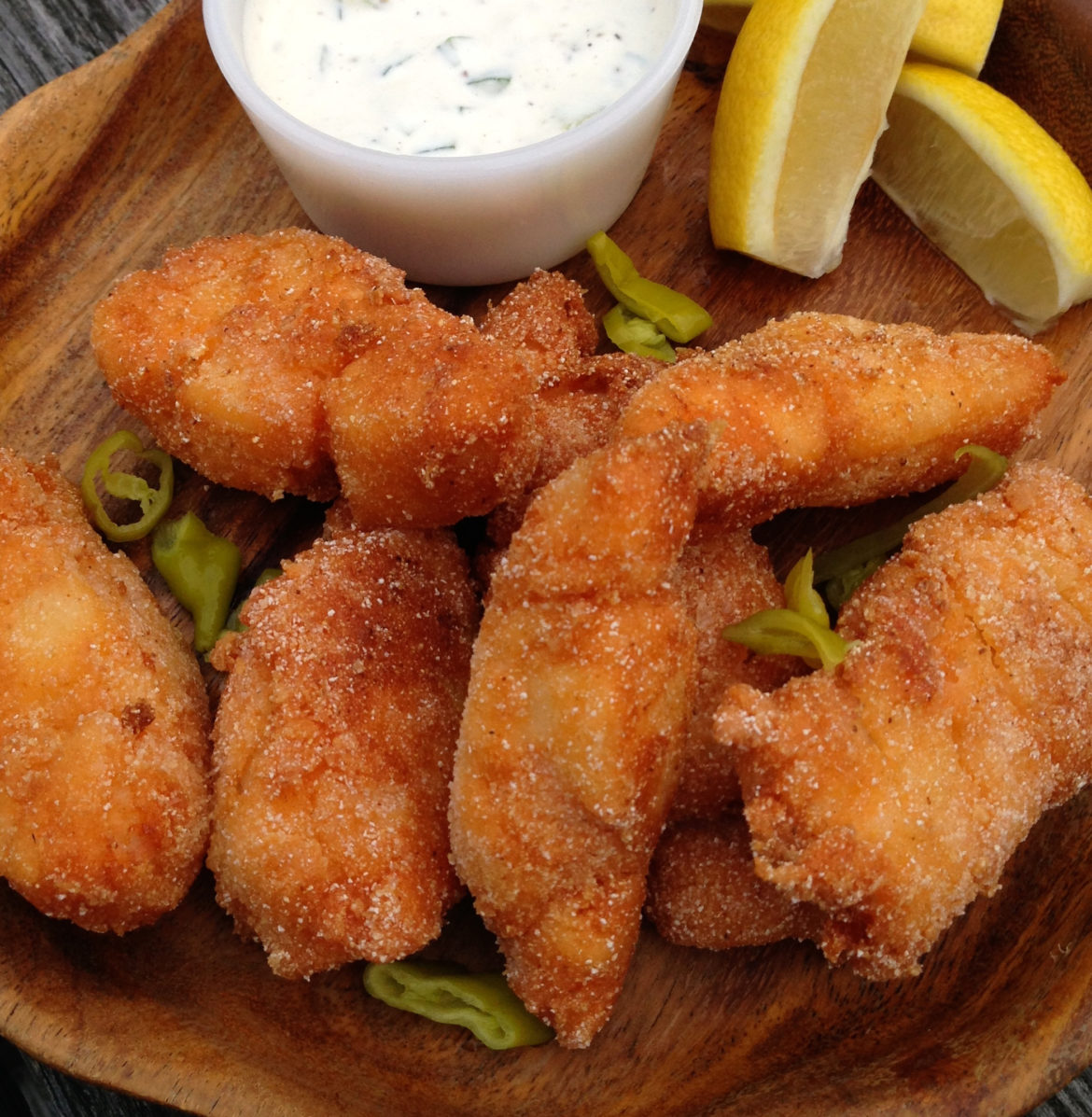 Hot Catfish with Dill PIckle Ranch