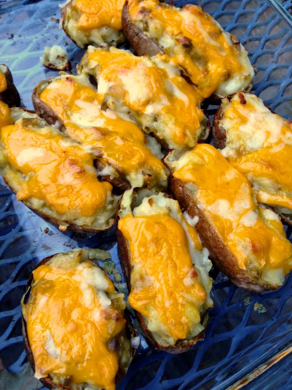 Green chile twice baked potatoes