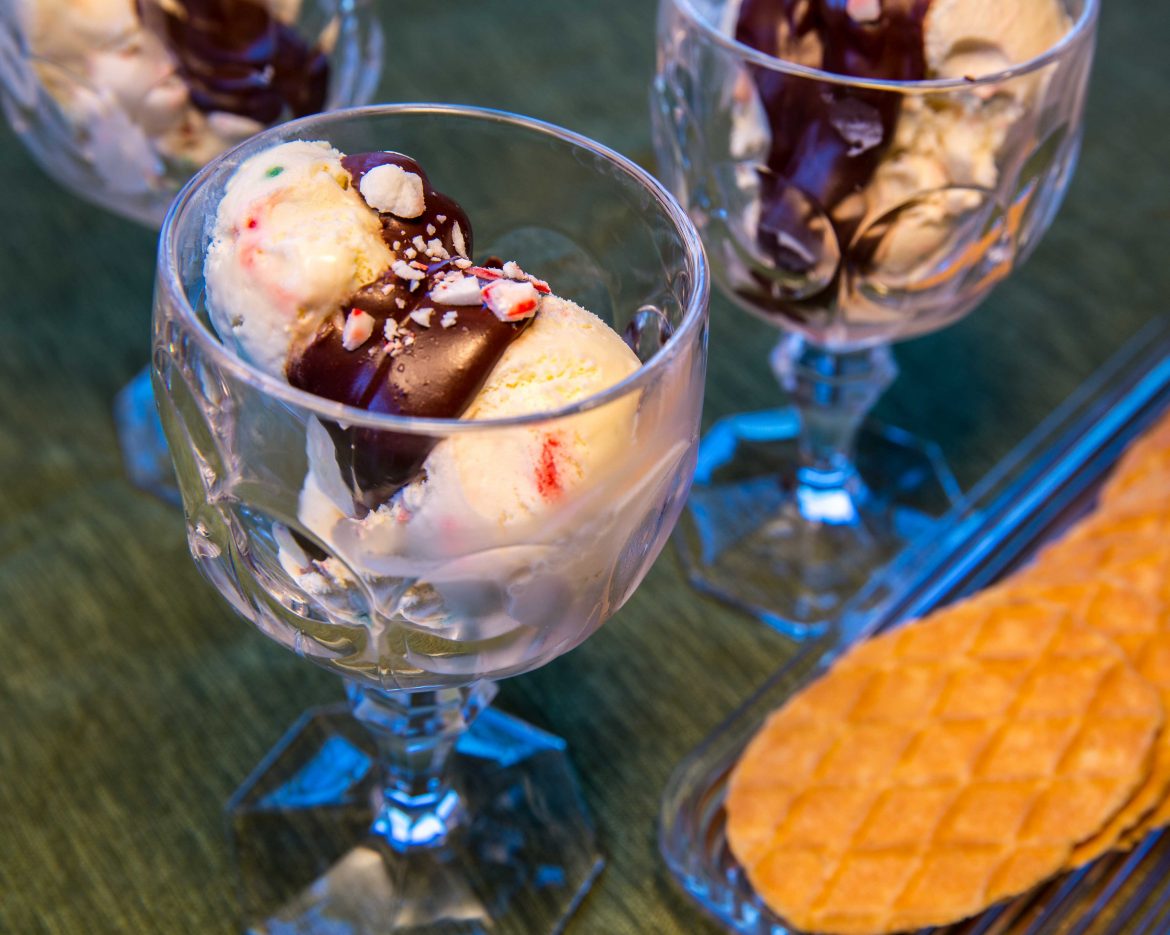 NF 12-15 Decon Dish Purity Pepmint Chocolate Sauce Purity Peppermint Stick Ice Cream